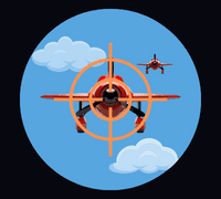 avião em uma mirra de tiro