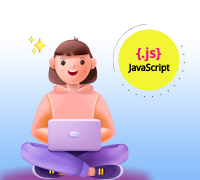 menina estudando em um computador com ícones ao redor